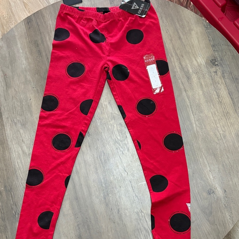 Guess Red and Black Polka Dot Kids Leggings